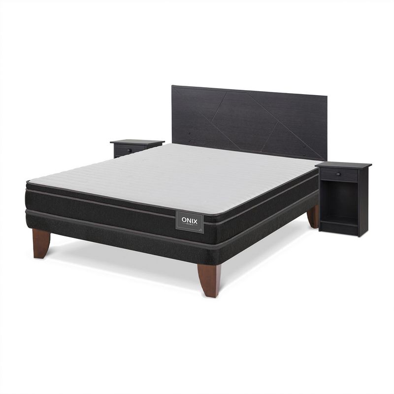 CIC - Cama 2 Plazas Europea Onix Dual Gris Oscuro, Blanco