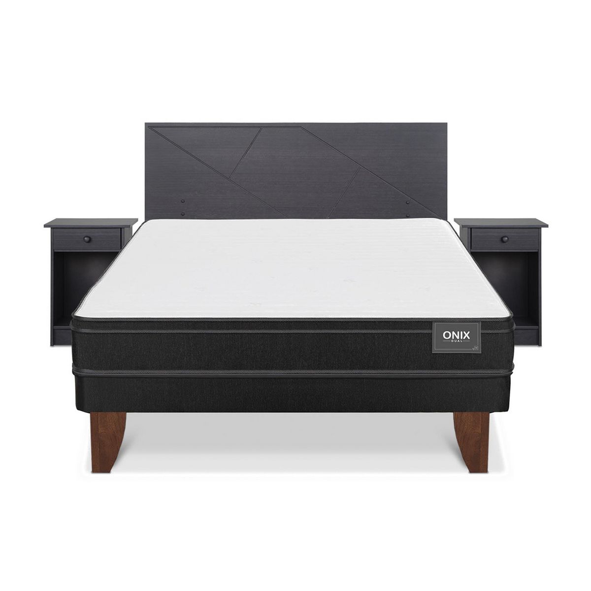 CIC - Cama 2 plazas Europea Onix Dual Gris oscuro, blanco