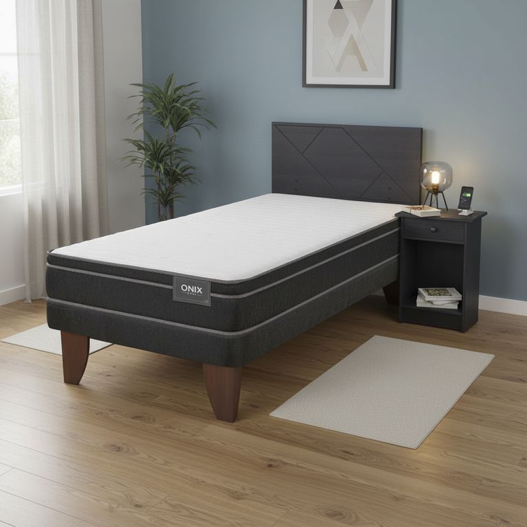 Cama 1 plaza Europea Onix Dual Negro