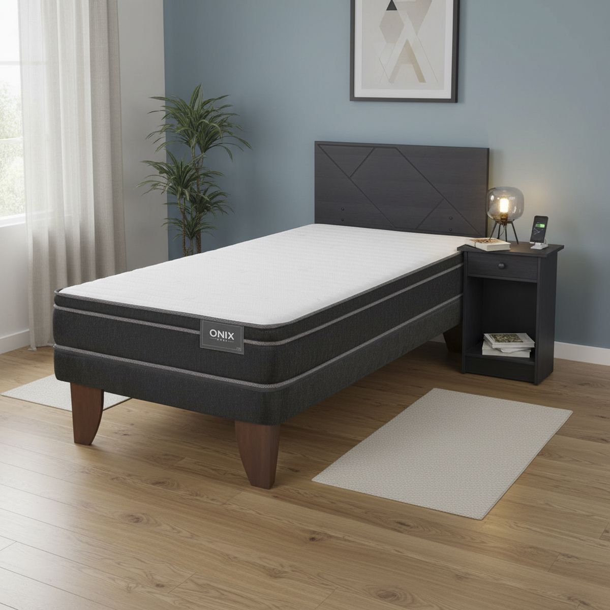 CIC - Cama 1 plaza Europea Onix Dual Negro