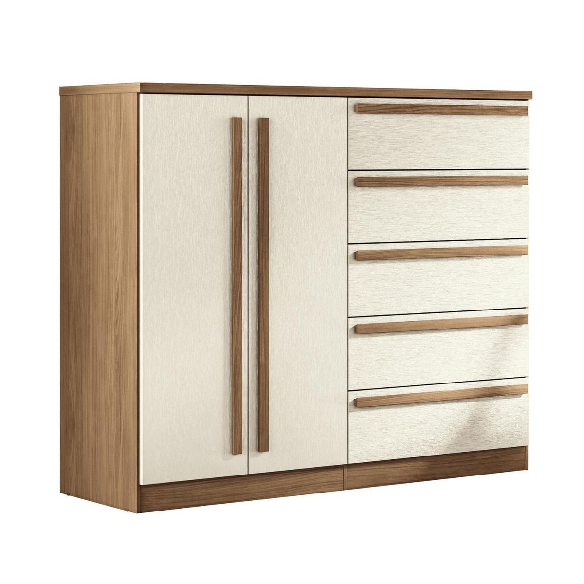 ONESSTA - Cómoda 2 Puertas 5 Cajón(es) Malaga 131x111.5x44.8 cm Café arena