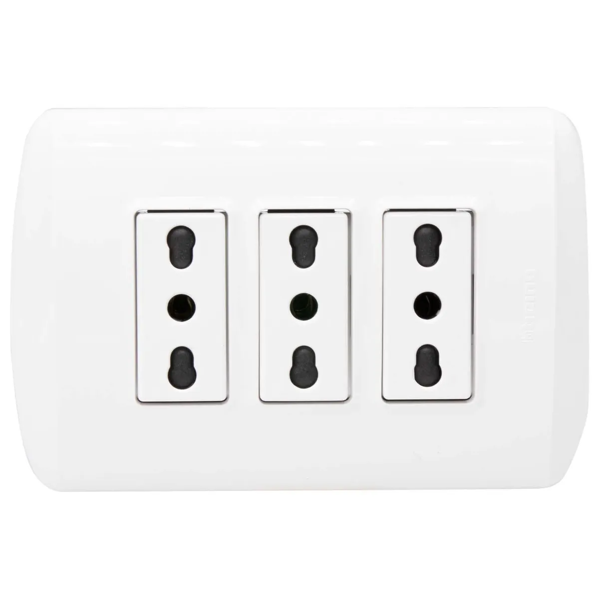 BTICINO - Placa Armada Modus Plus Tomacorriente Triple 10/16A Color Blanco