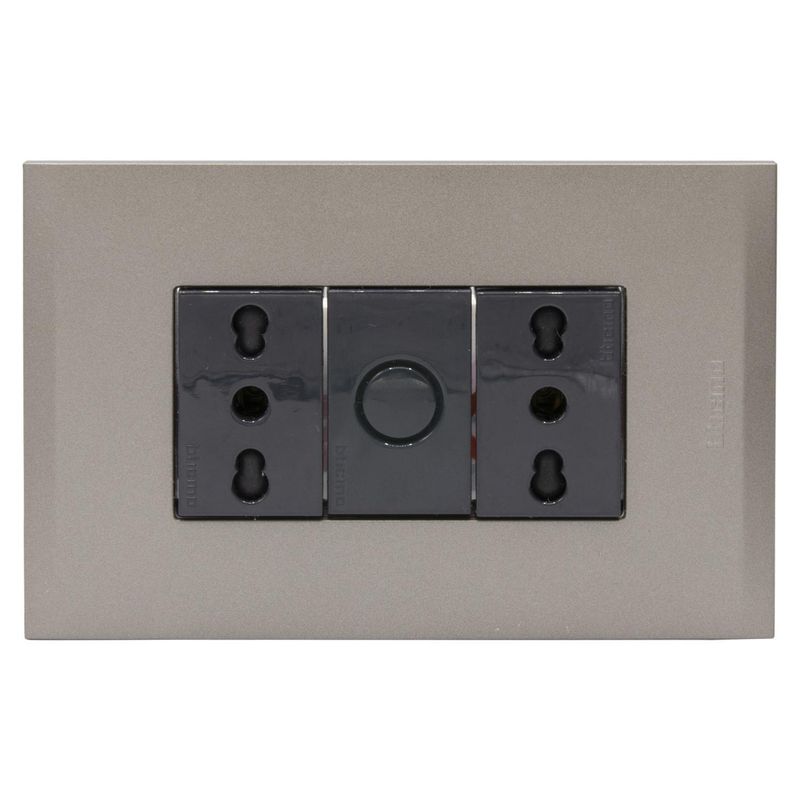 BTICINO - Placa armada Nóbile tomacorriente doble 10/16A color terra