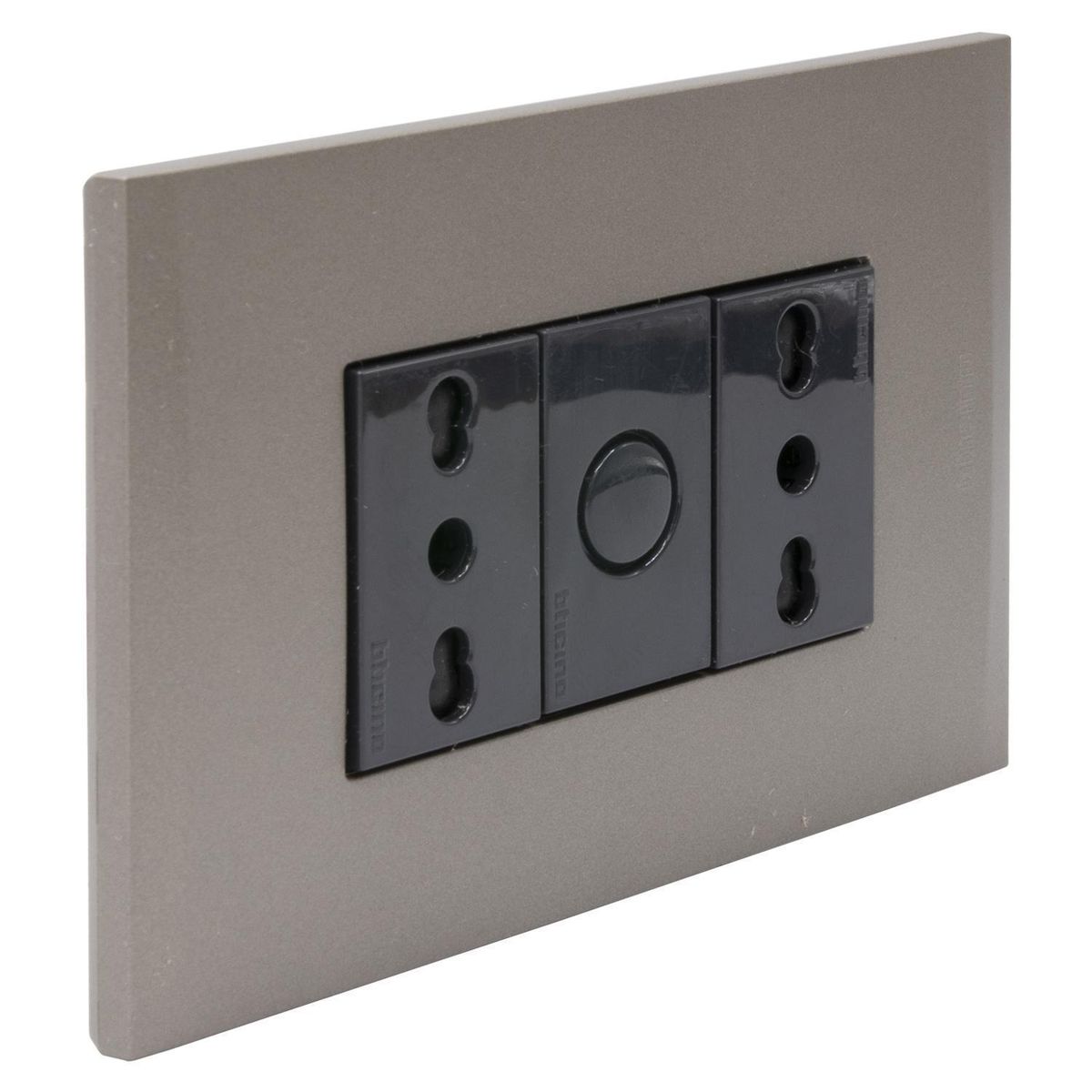 BTICINO - Placa Armada Nóbile Tomacorriente Doble 10/16A Color Terra