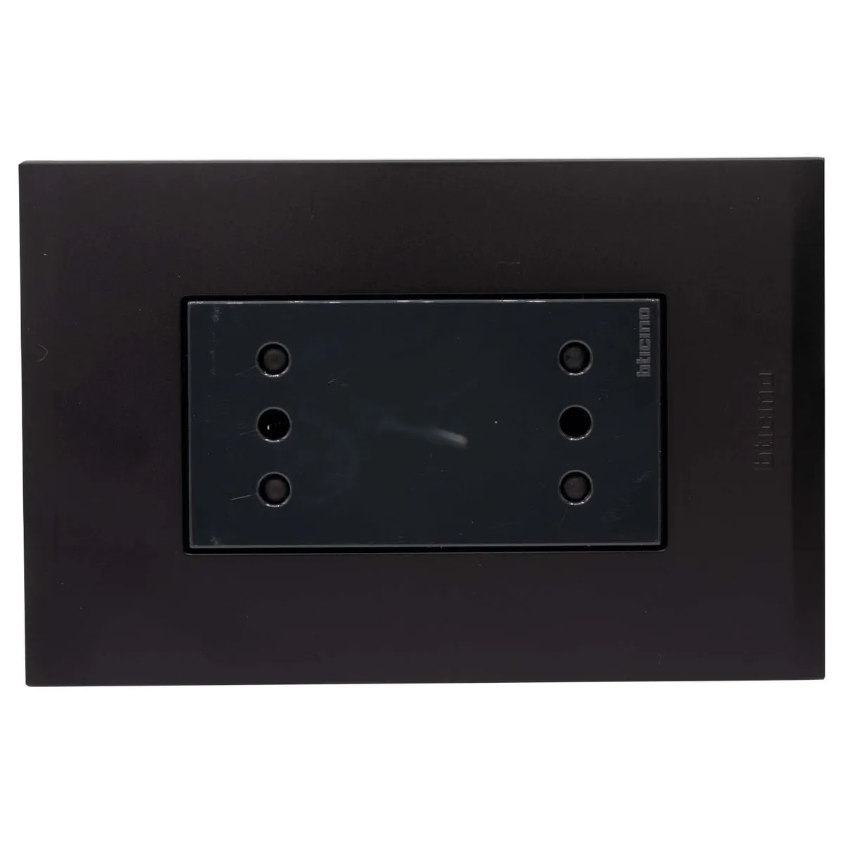 BTICINO - Placa Armada Nóbile Tomacorriente Doble 10A Negro