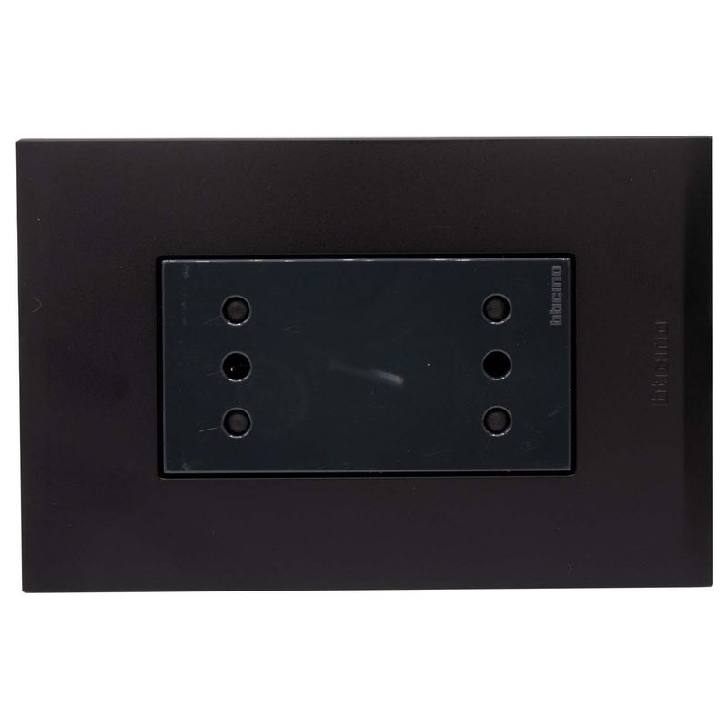 BTICINO - Placa armada Nóbile tomacorriente doble 10A negro