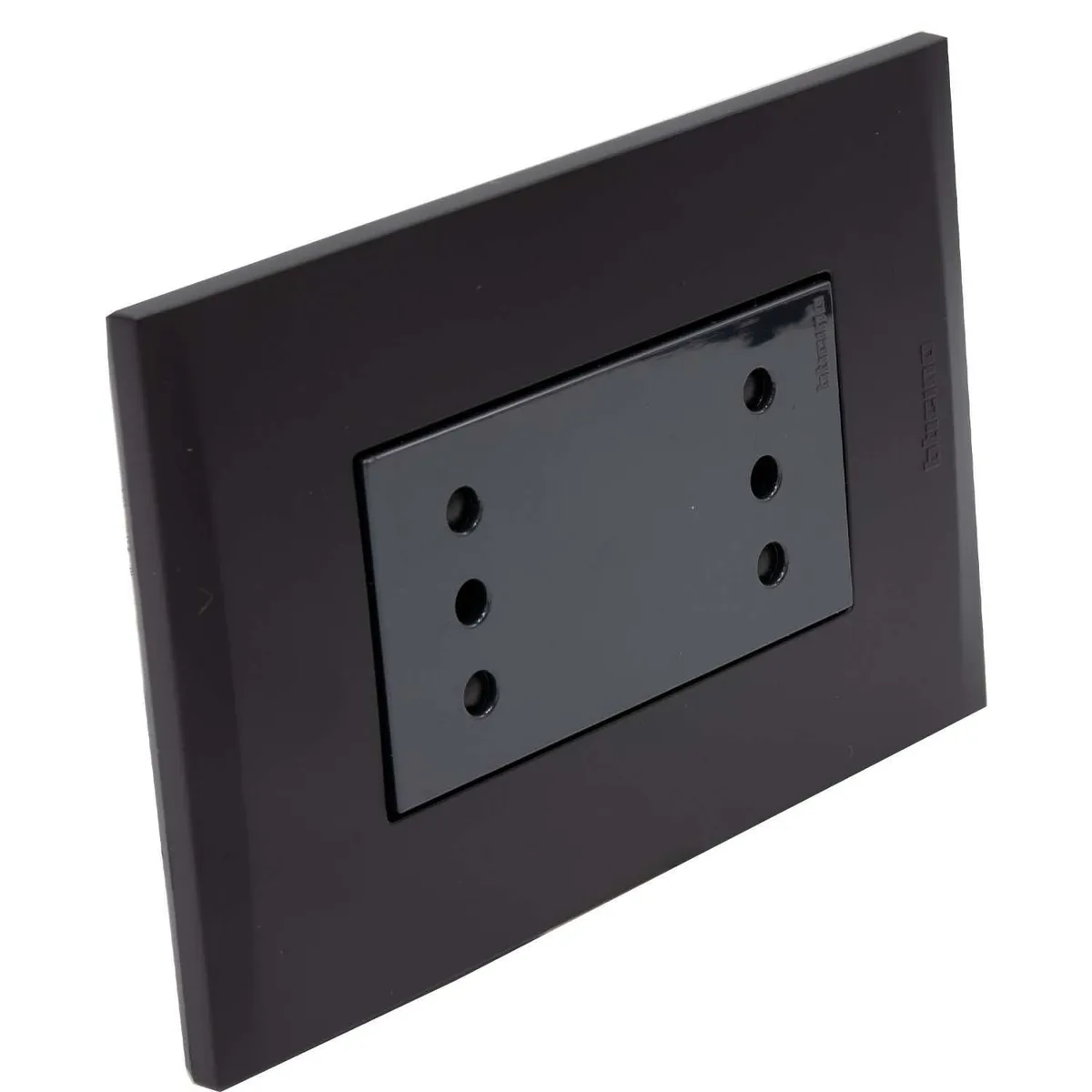 BTICINO - Placa Armada Nóbile Tomacorriente Doble 10A Negro
