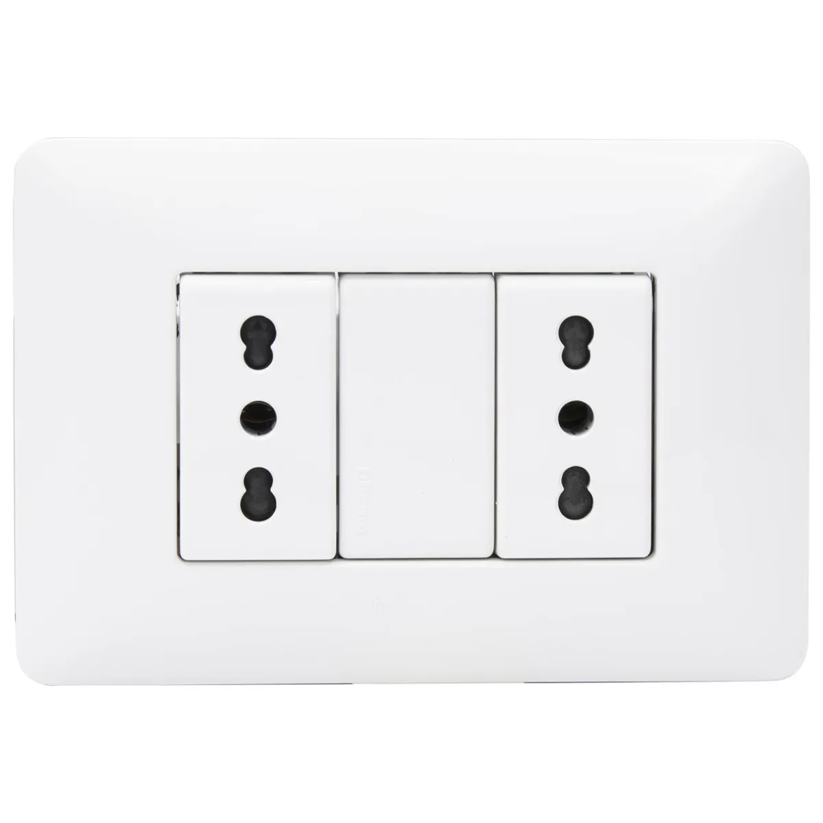BTICINO - Placa Armada Matix Tomacorriente Doble 10/16A Color Blanco