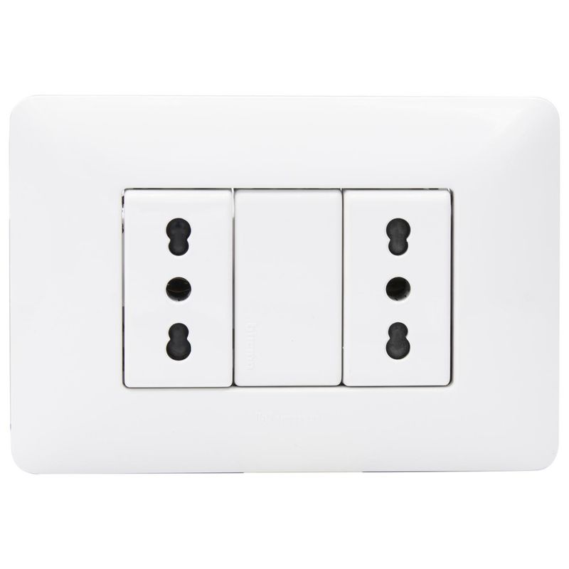BTICINO - Placa armada Matix tomacorriente doble 10/16A color blanco