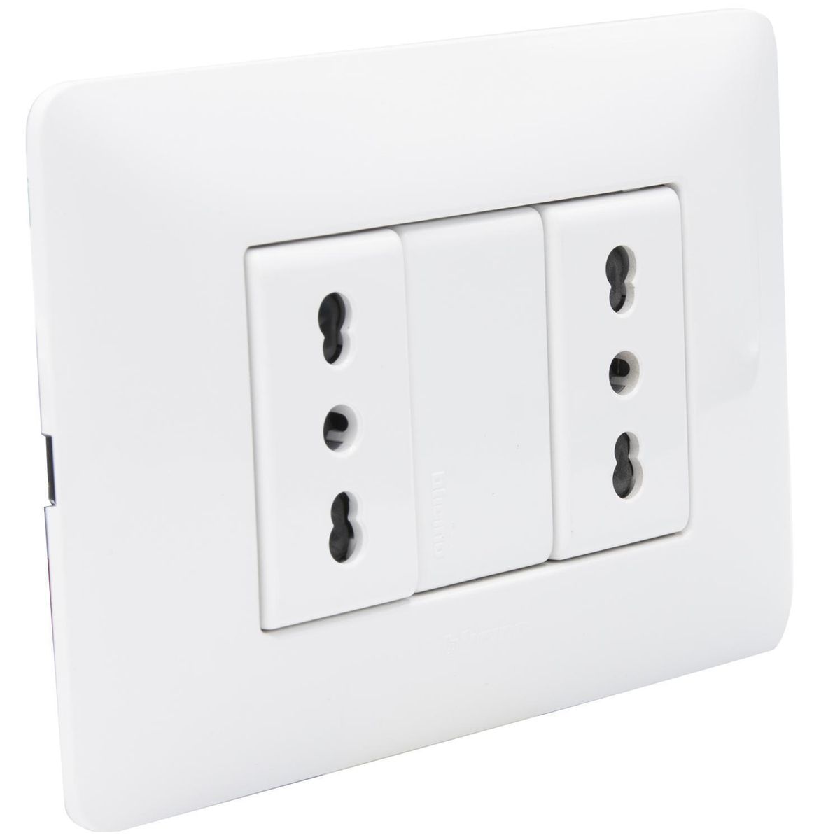 BTICINO - Placa Armada Matix Tomacorriente Doble 10/16A Color Blanco