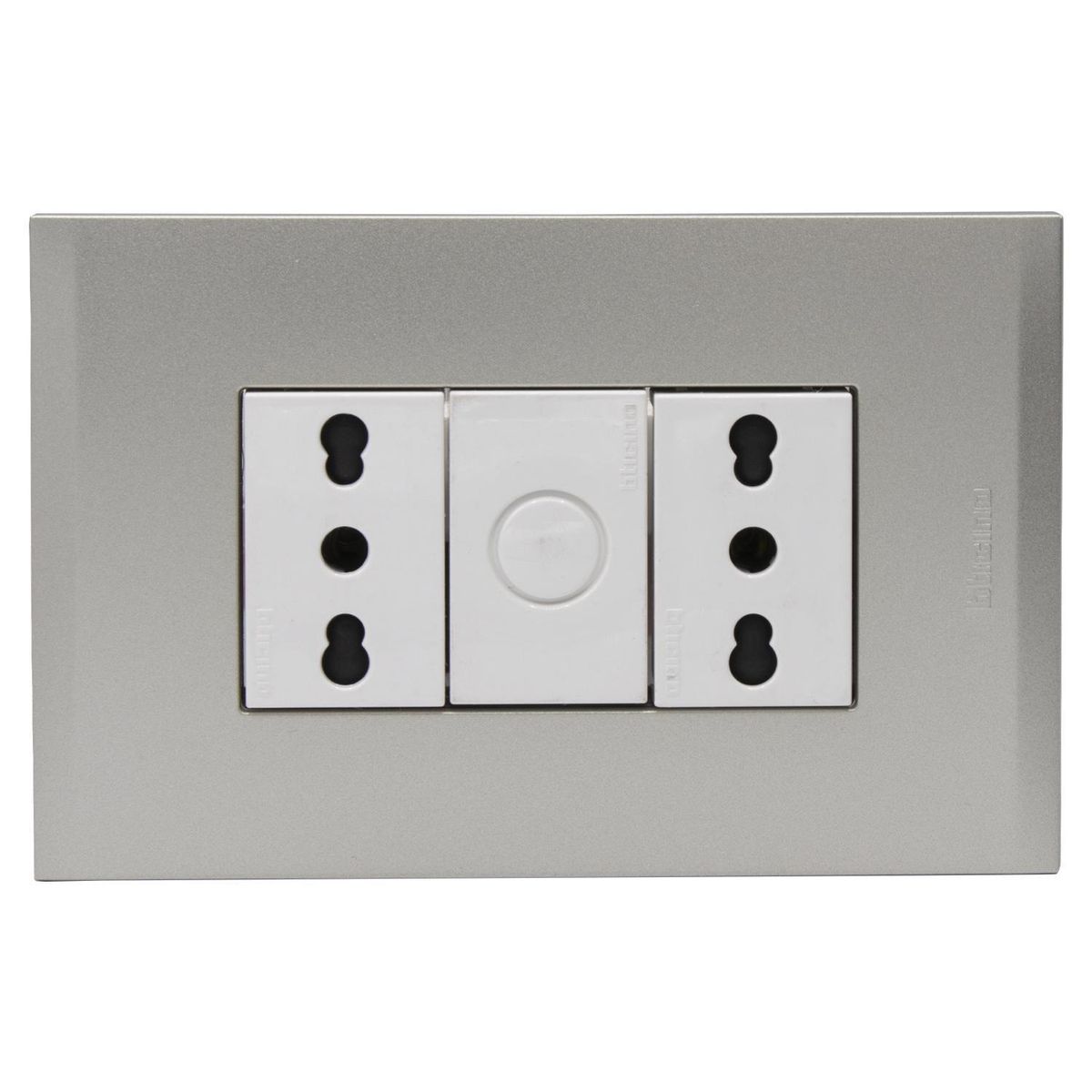 BTICINO - Placa Armada Nóbile Tomacorriente Doble 10/16A Color Perla