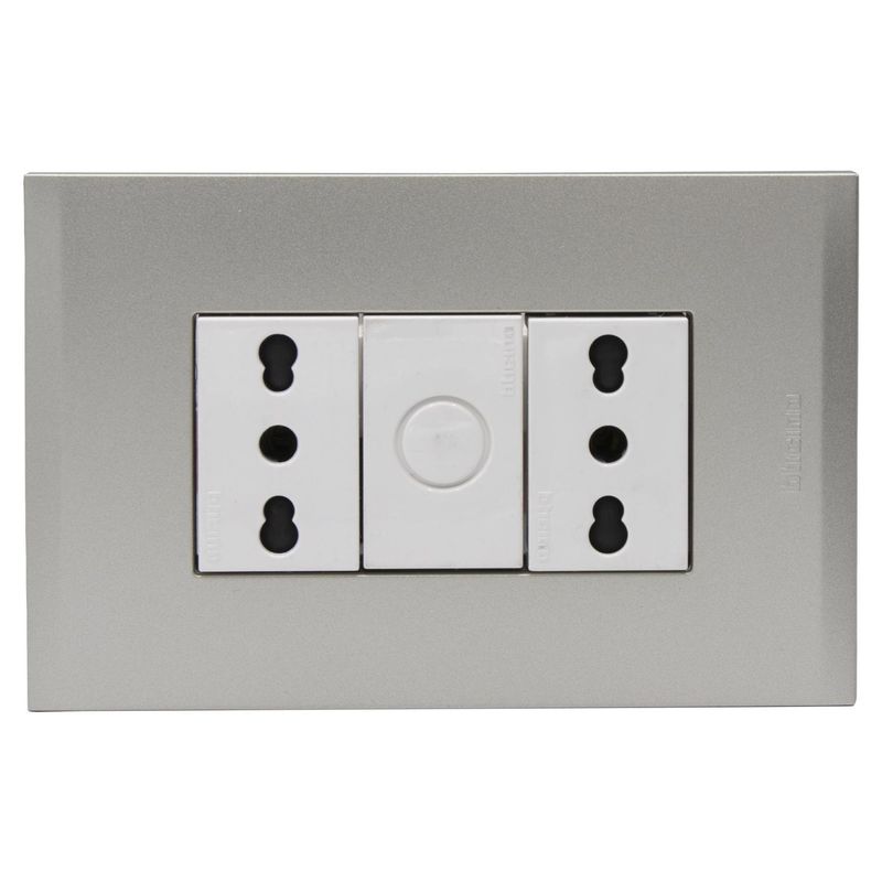 BTICINO - Placa armada Nóbile tomacorriente doble 10/16A color Perla