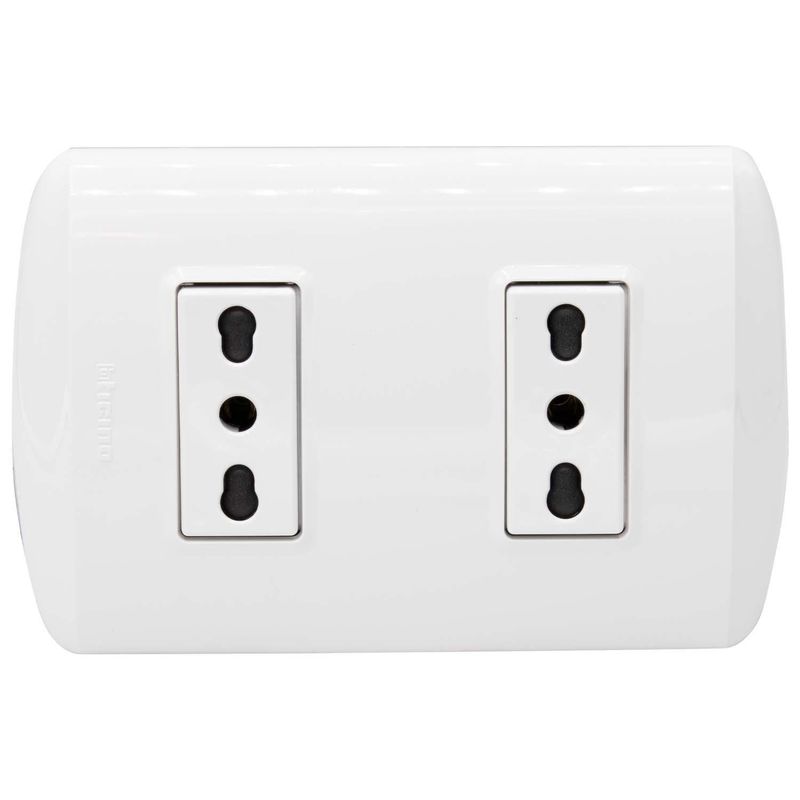 BTICINO - Placa armada Modus Plus tomacorriente doble 10/16A color Blanco
