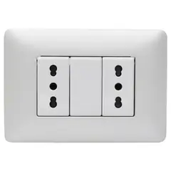 BTICINO - Placa armada Matix tomacorriente doble 10/16A color aluminio