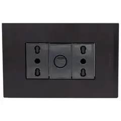 BTICINO - Placa armada Nóbile tomacorriente doble 10/16A color negro