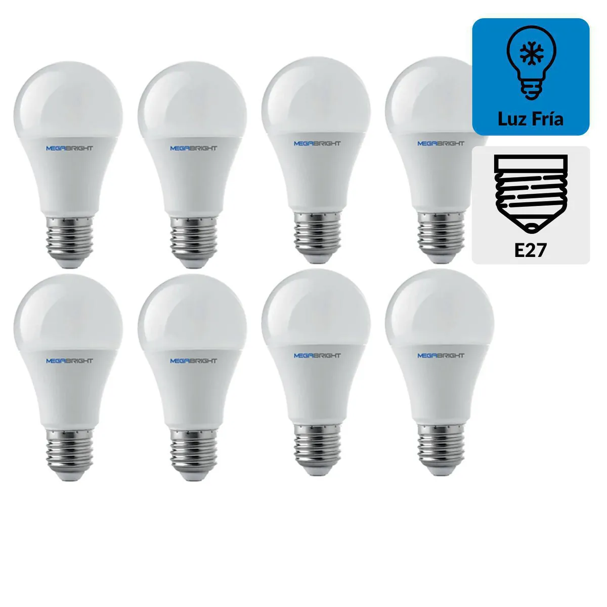 MEGABRIGHT - Pack 8 Ampolletas Led 7 W E27 560 lm Luz Fría