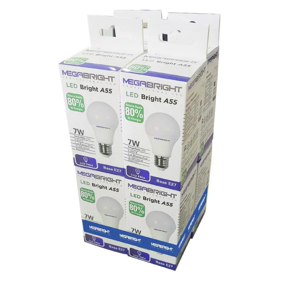 MEGABRIGHT - Pack 8 Ampolletas Led 7 W E27 560 lm Luz Fría