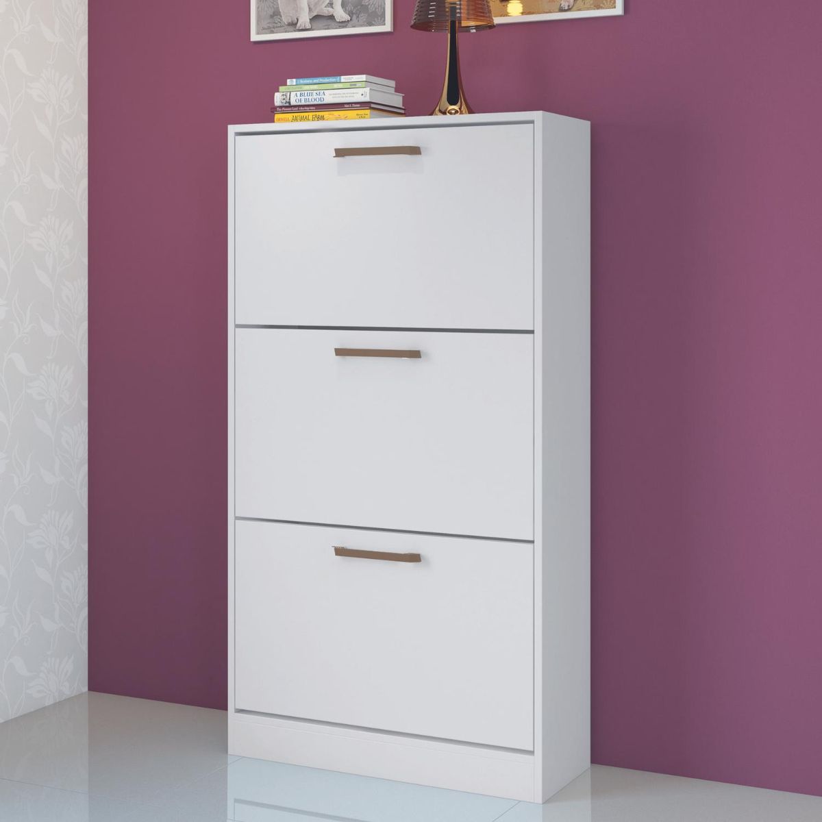 ONESSTA - Zapatera MDP 3 Nivel(es) 67.5x126.5x25 cm Blanco