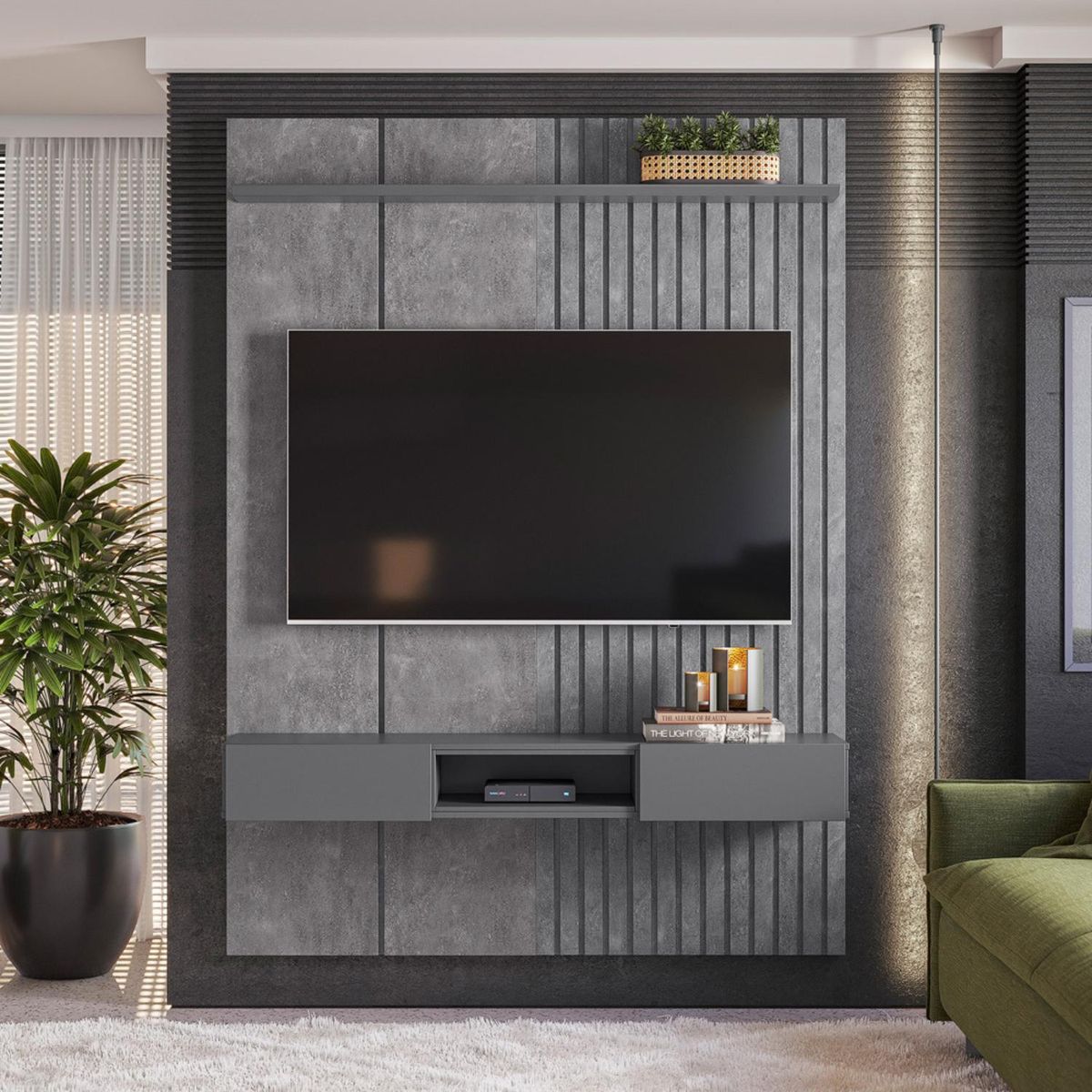 ONESSTA - Panel TV Aéro Bless Gris 65 " 153x207x39 cm