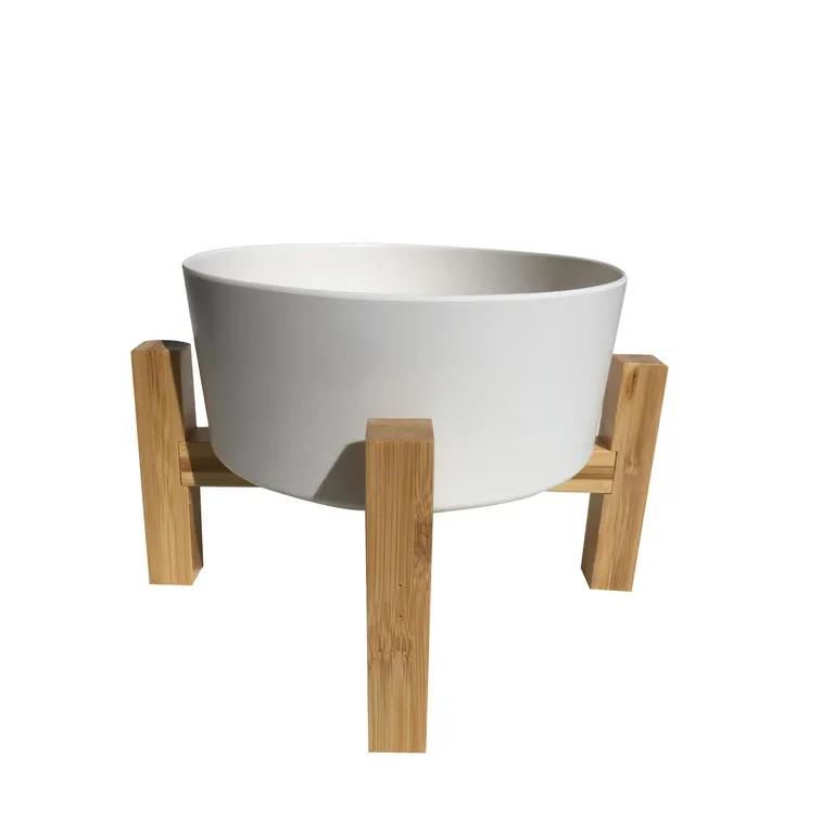 Plato mascotas con pedestal madera