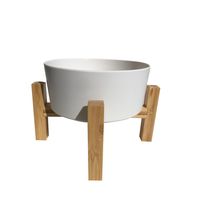 Plato mascotas con pedestal madera