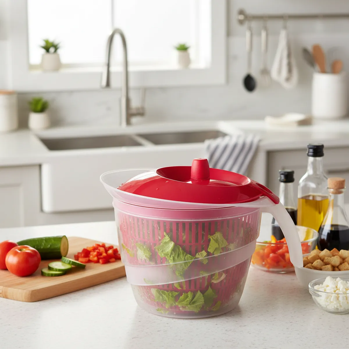 SOGA - Secadora de Ensalada Soga 2.8 Litros Rojo Centrifugado Manual