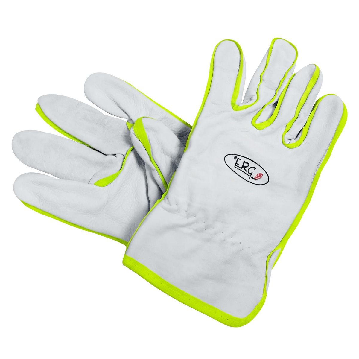 ERGO - Guante de Cuero Talla única Blanco y Amarillo Fluor