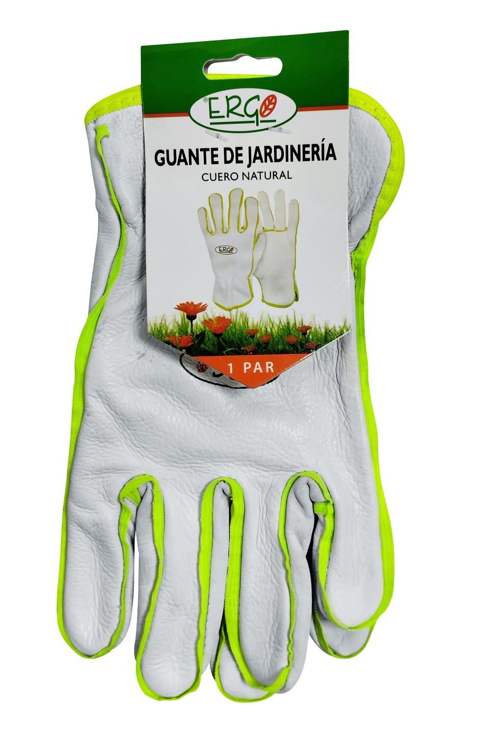 ERGO - Guante de Cuero Talla única Blanco y Amarillo Fluor
