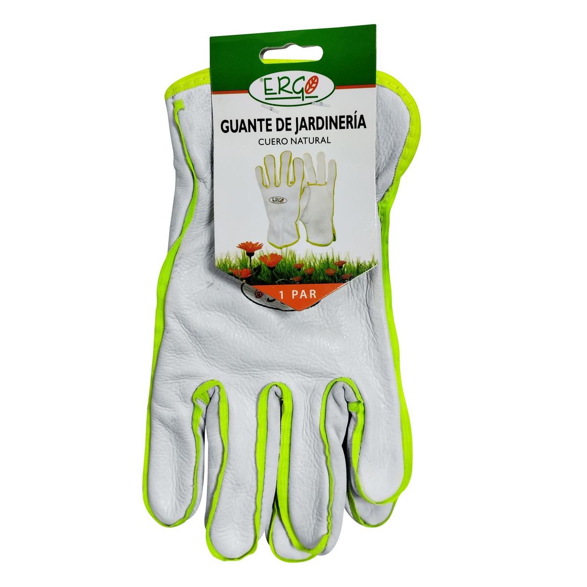 ERGO - Guante de Cuero Talla única Blanco y Amarillo Fluor