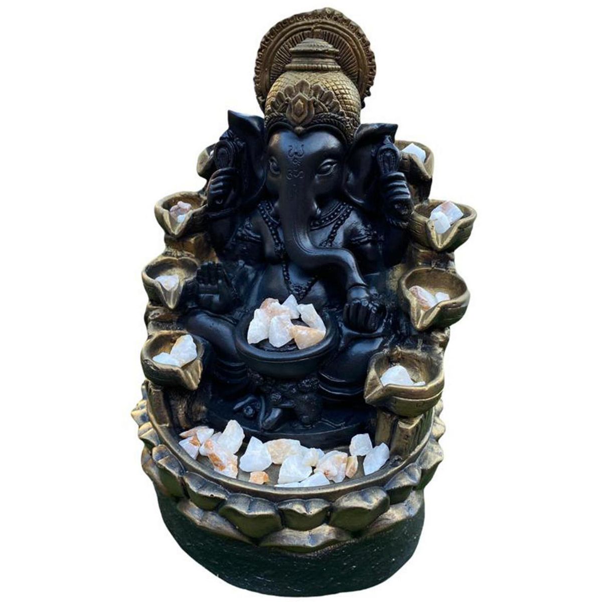 SAT NAM INSPIRES - Ganesha Sobre Pileta Cuarzo 40 cm