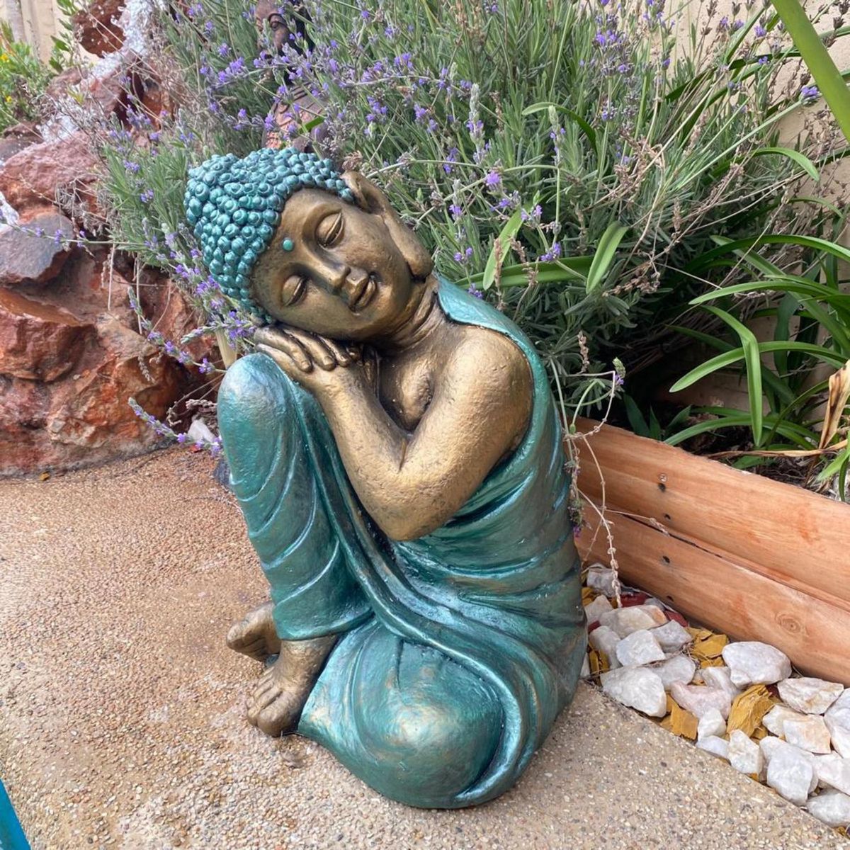 SAT NAM INSPIRES - Figura Buda Durmiente Green Line 50 cm