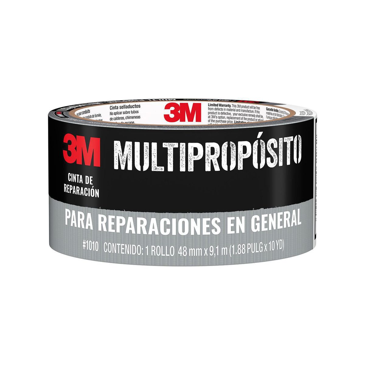 3M - Cinta de Tela Duct Tape de reparación Gris 48 mm x 9.1 mts