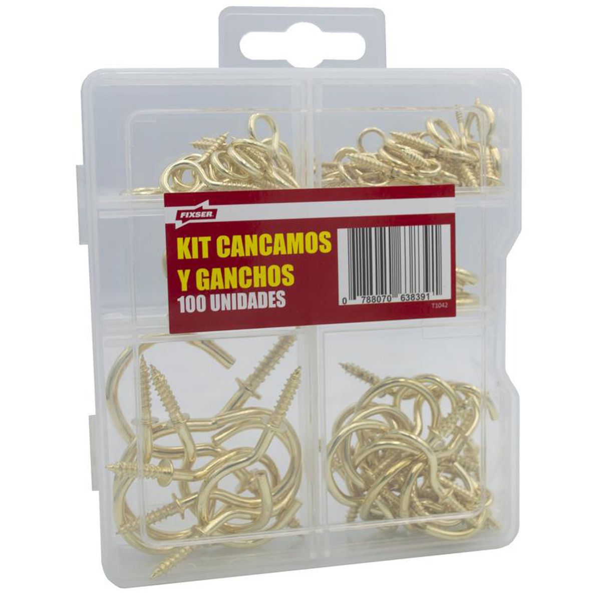 FIXSER - Kit cáncamos y ganchos acero cincado