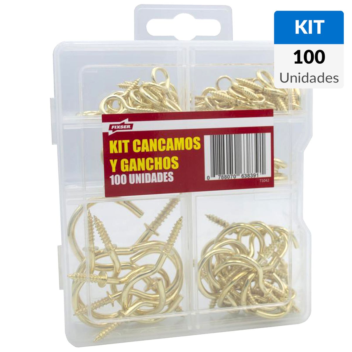 FIXSER - Kit cáncamos y ganchos acero cincado