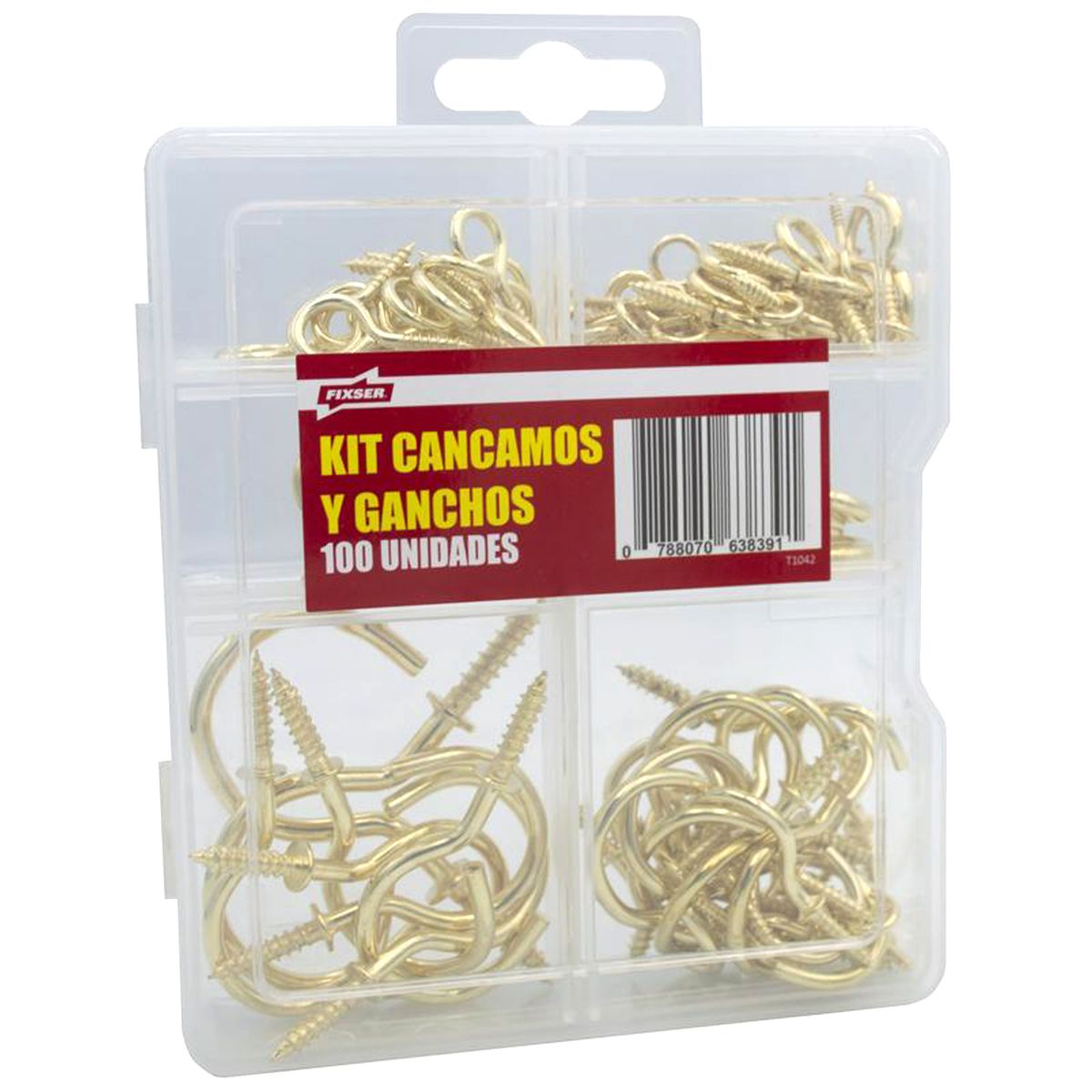 FIXSER - Kit cáncamos y ganchos acero cincado