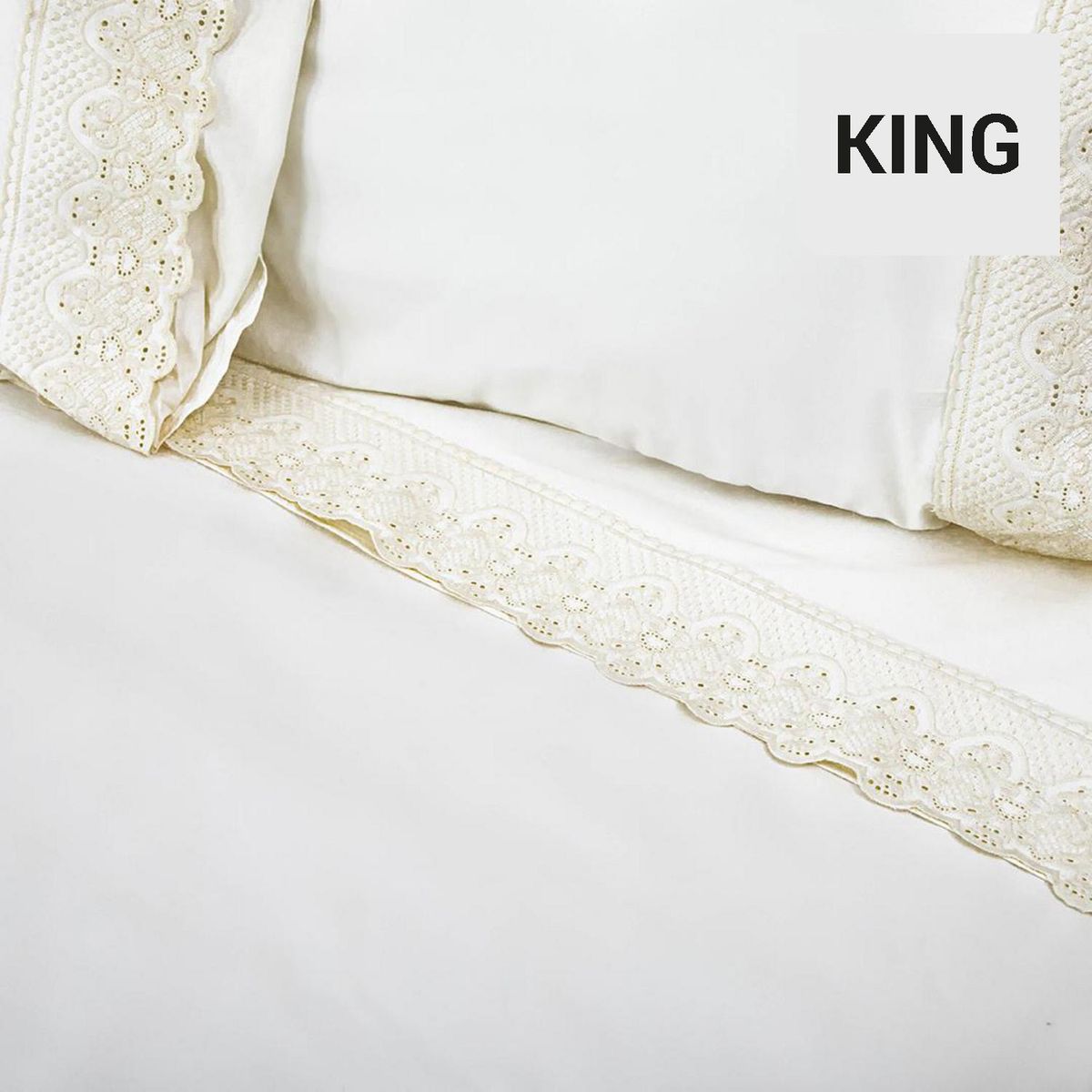 DORAL - Juego de Sábanas Broderie Santorini