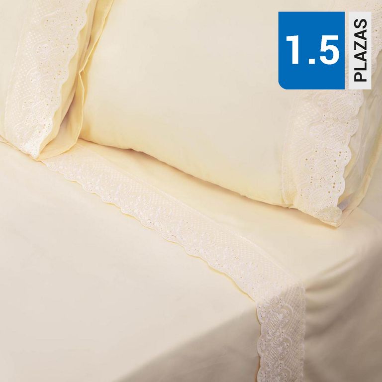 DORAL Juego de Sábanas Broderie Santorini