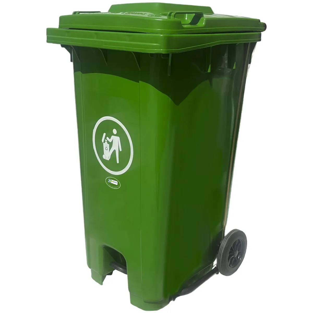 JENNY HOME - Basurero Jenny Home Pedal Central 240 Litros Verde Con Ruedas