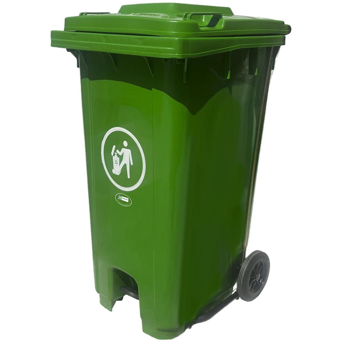 JENNY HOME - Basurero Jenny Home Pedal Central 240 Litros Verde Con Ruedas