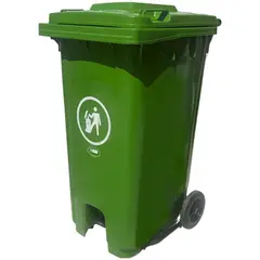 JENNY HOME - Basurero Pedal Central 240 Litros Verde Con Ruedas