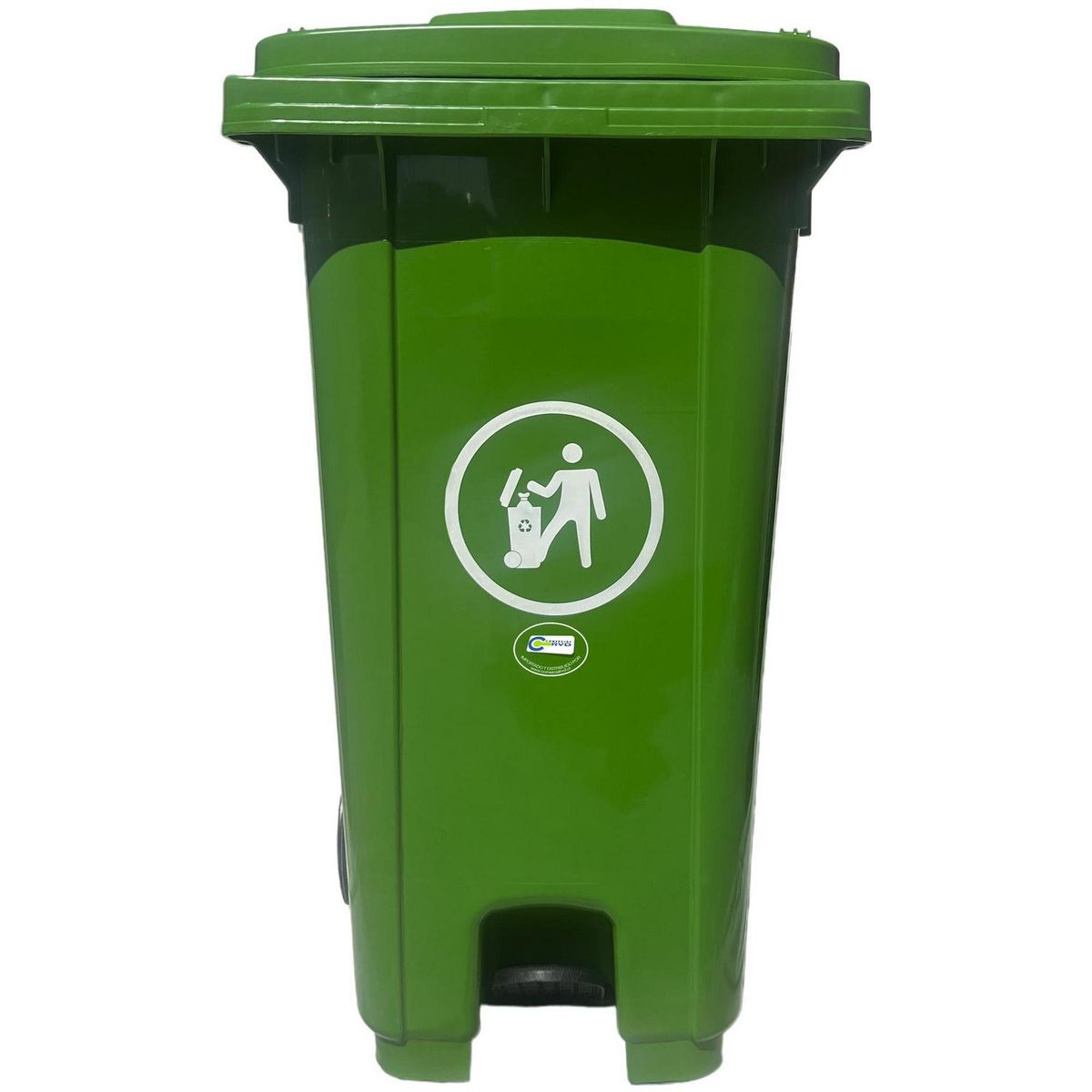 JENNY HOME - Basurero Jenny Home Pedal Central 240 Litros Verde Con Ruedas