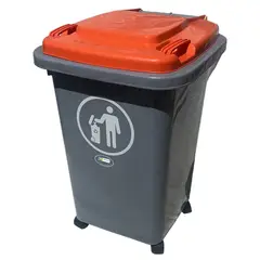 JENNY HOME - Basurero 50 Litros PP Gris/Naranja