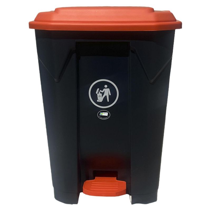 JENNY HOME - Basurero 50 Litros Plástico Negro/Naranja