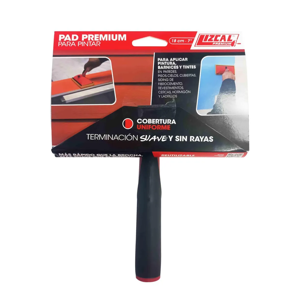 LIZCAL - Pad almohadilla flocada para pintar 18x9 cm con mango regulable sin angulo 7"