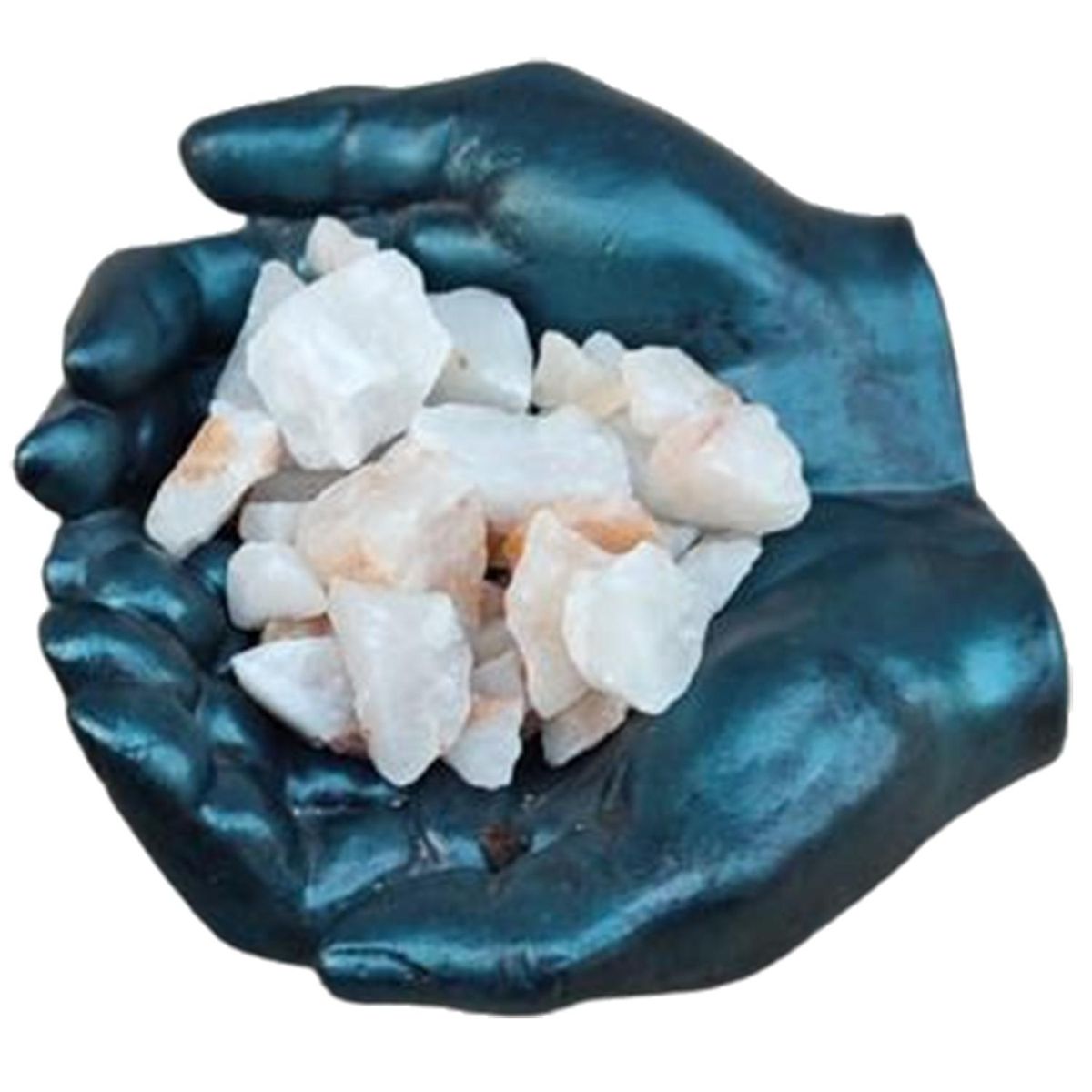 SAT NAM INSPIRES - Manos de la Abundancia Azul 13 cm + Piedra Cuarzo