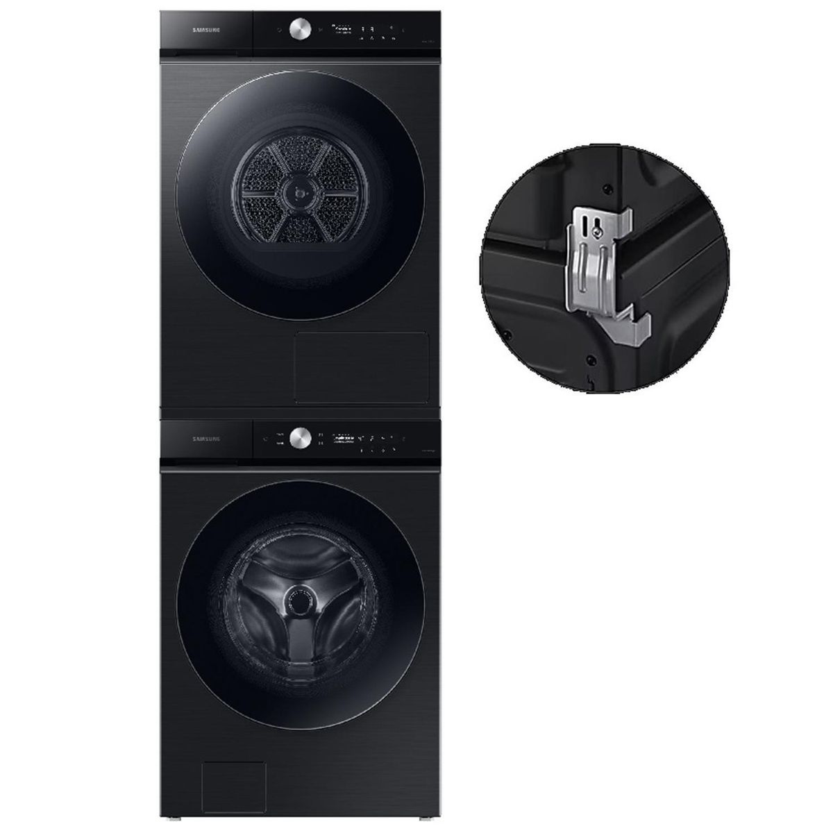 SAMSUNG - Lavadora 25 Kg + Secadora 17 Kg + Kit Apilamiento