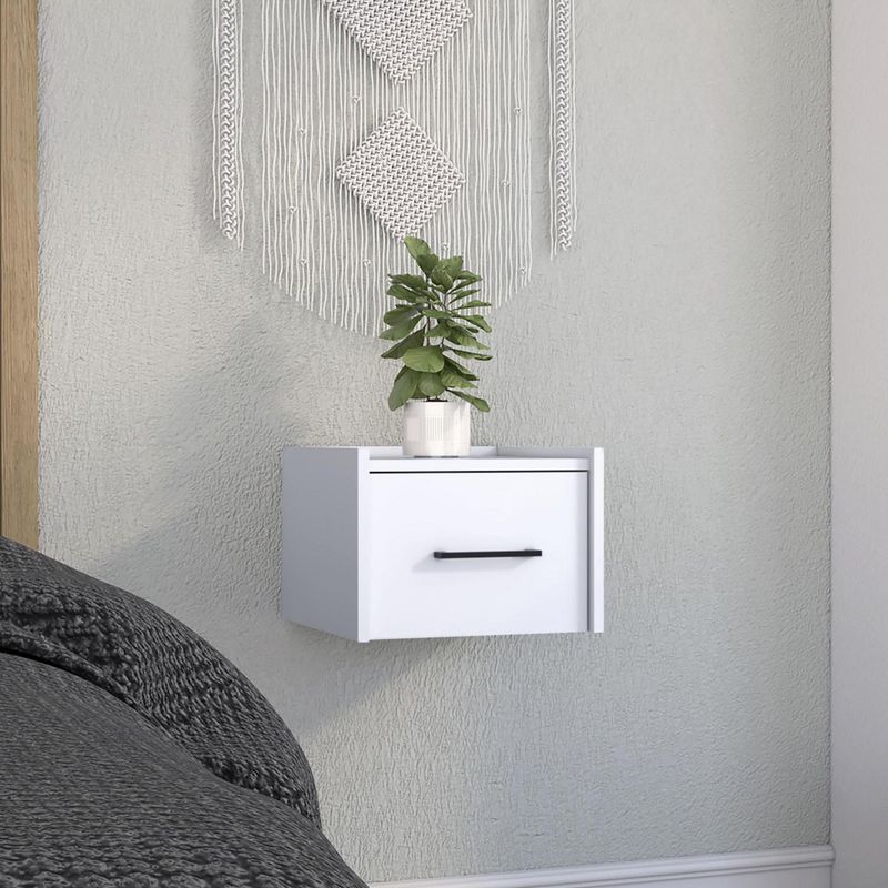 TUHOME - Velador 1 Cajón(es) Boa 13.8x25x13.8 cm Blanco/Marquez