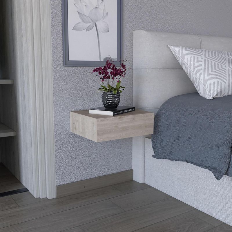 TUHOME - Velador 1 Cajón(es) Milano 40x13x34.1 cm Ceniza