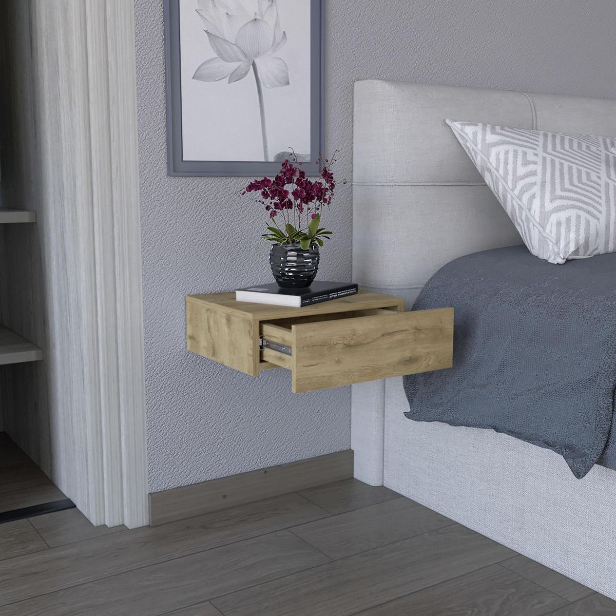 TUHOME - Velador 1 Cajón(es) Milano 40x13x34.1 cm Macadamia