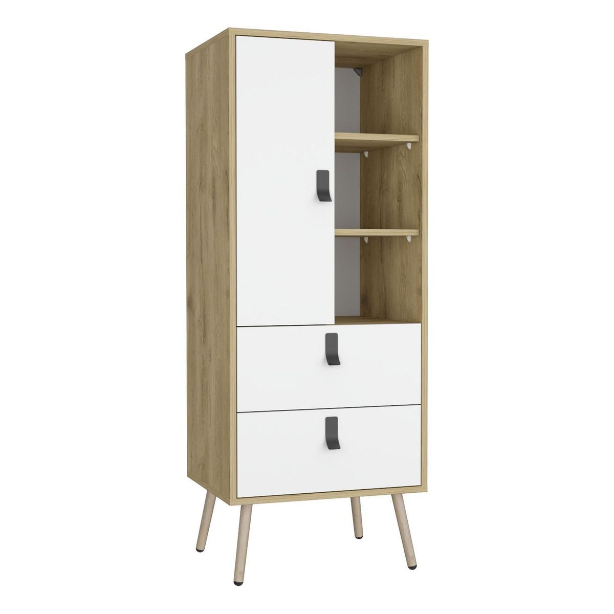 TUHOME - Cómoda 1 Puerta 2 Cajón(es) Alta Huna 51x132x42.2 cm Macadamia/Blanco